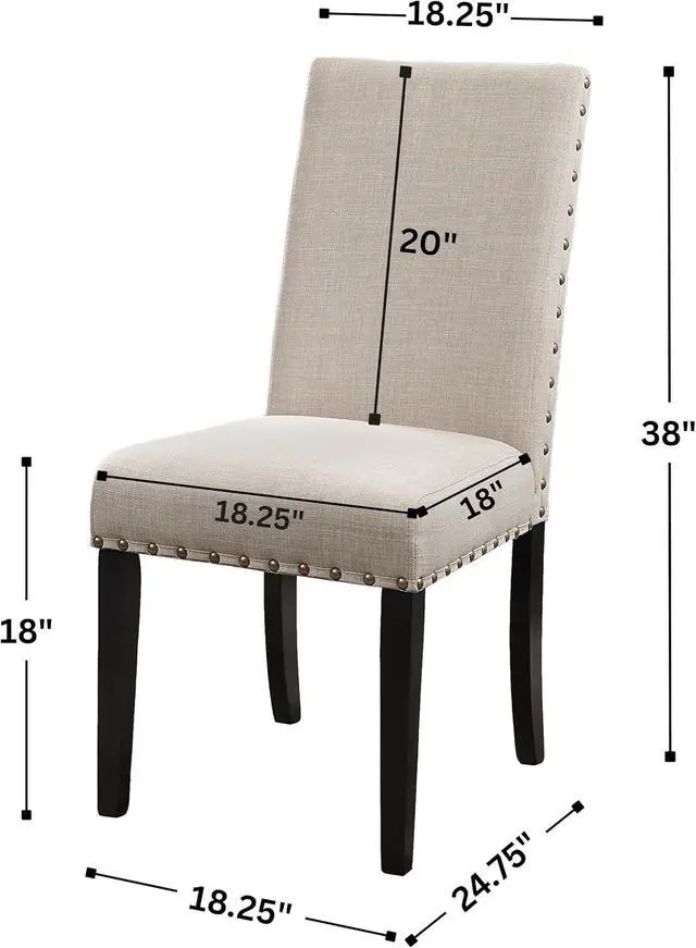 Alt view image 3 of 7 - Roundhill Furniture Biony Fabric Dining Chairs with Nailhead Trim, Set of 2, Tan