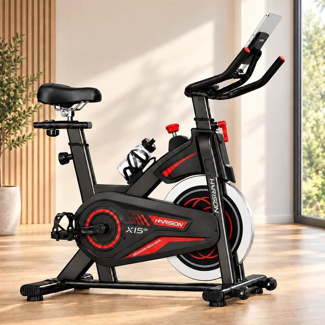 Main image of HARISON Magnetic Exercise Bike, 350 lb Capacity Stationary Bike for Home with Bluetooth App Connectivity, Quiet Indoor Cycling Bike with Adjustable Seat & Handlebars, Tablet Holder