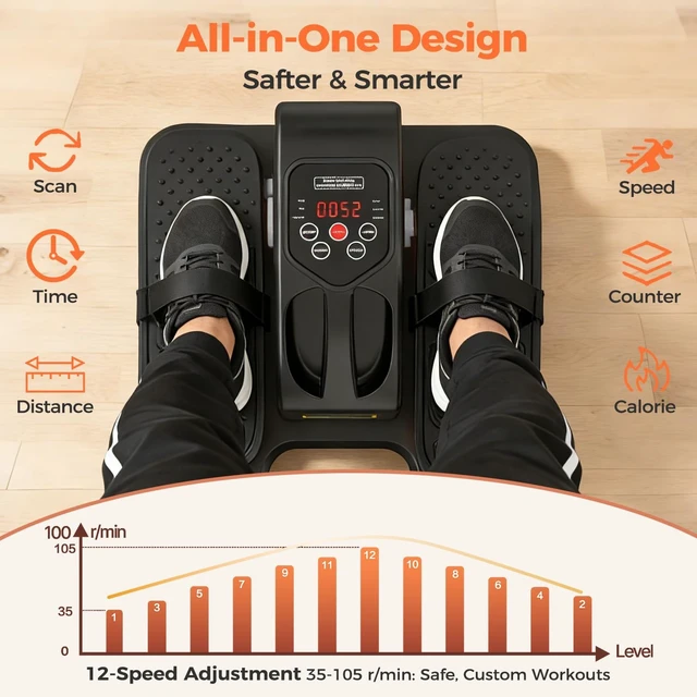 Alt view image 3 of 7 - ESL Under Desk Elliptical, Electric Elliptical Leg Exerciser for Seniors