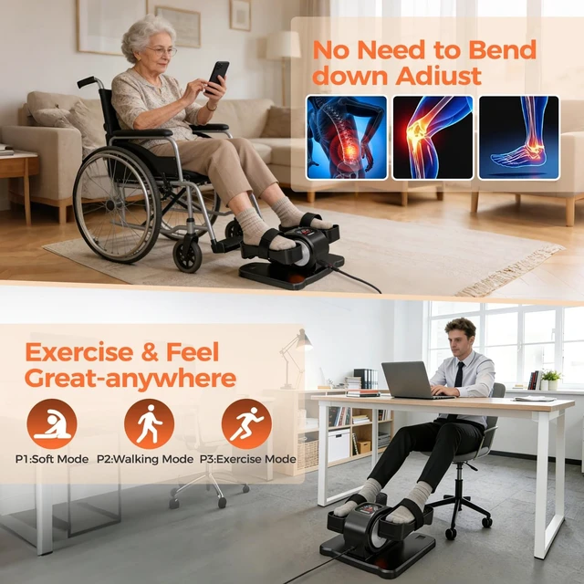Alt view image 6 of 7 - ESL Under Desk Elliptical, Electric Elliptical Leg Exerciser for Seniors