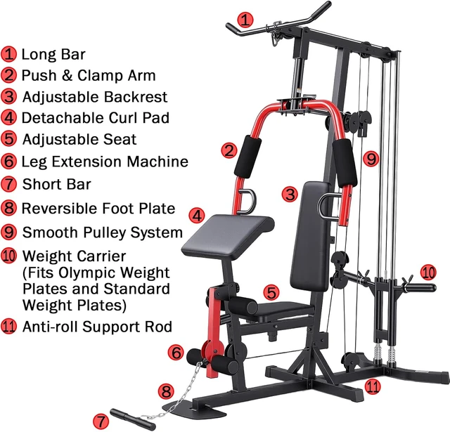 Alt view image 5 of 7 - OPPSDECOR Home Gym Equipment, Workout Machine with LAT Pulldown Machine