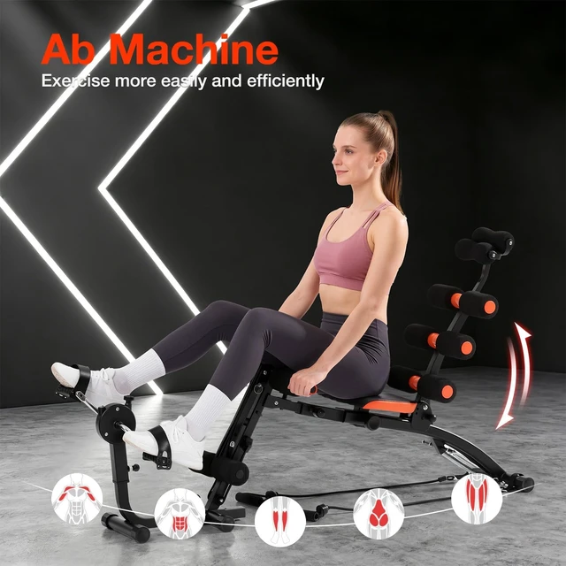 Alt view image 3 of 7 - Abdominal Workout Bench Adjustable Sit-Up Machine Home Gym Core Trainer for Abs, Crunches, Leg Raises Foldable, Heavy-Duty Steel Frame Max Weight 240LB