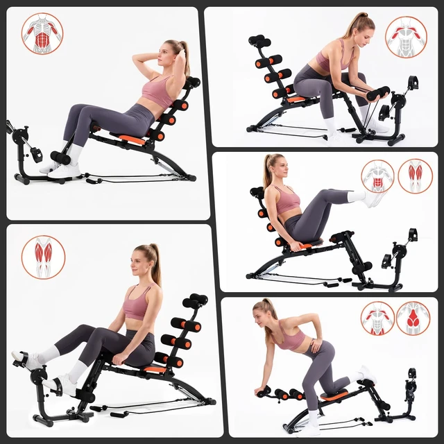 Alt view image 5 of 7 - Abdominal Workout Bench Adjustable Sit-Up Machine Home Gym Core Trainer for Abs, Crunches, Leg Raises Foldable, Heavy-Duty Steel Frame Max Weight 240LB