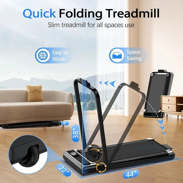 Alt view image 5 of 7 - AoraPulse Portable Foldable Treadmills for Home, Small Folding Treadmill for Home Office with 300 LBS Capacity, Walking Running Exercise Electric Compact Treadmill with LED Display