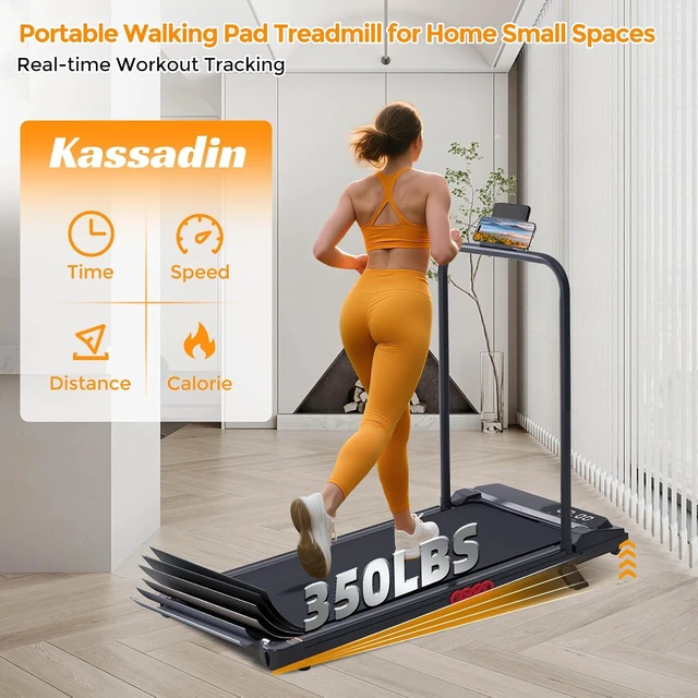 Alt view image 5 of 7 - KASSADIN Electric Walking Pad Treadmill with Handle Bar Incline for Home