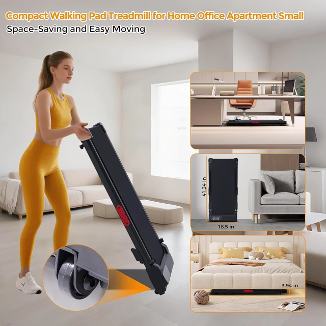 Alt view image 6 of 7 - KASSADIN Electric Walking Pad Treadmill with Handle Bar Incline for Home