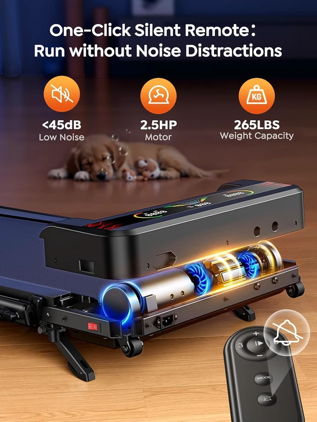 Alt view image 7 of 7 - Walking Pad Treadmill with 9% Incline & Dual LED Display, 4 in 1 Foldable Treadmill with Handle bar for Home/Office, 3.5HP Portable Under Desk Treadmills with Magnetic Remote & APP Control