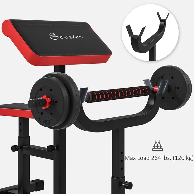 Alt view image 5 of 7 - Soozier Adjustable Preacher Curl Bench with Brabell Rack 265 LBS