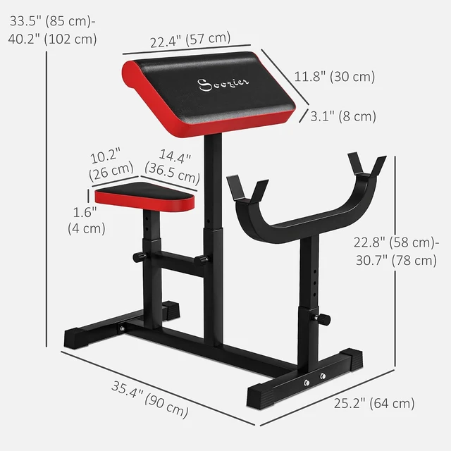 Alt view image 7 of 7 - Soozier Adjustable Preacher Curl Bench with Brabell Rack 265 LBS
