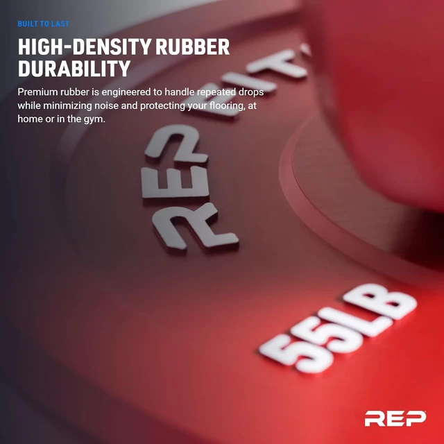 Alt view image 4 of 7 - REP Color Bumper Plates LB Olympic Barbell Weights Rubber Training Discs for Home Gym Strength Lifting, Low Bounce Durable, Weight Pairs & Sets 10 15 25 35 45 Pound Options