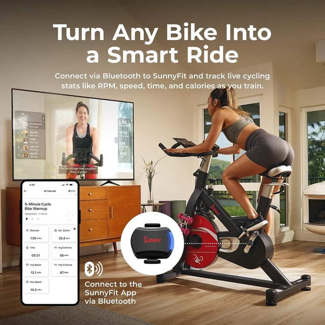 Alt view image 2 of 7 - Sunny Health & Fitness Cycling Cadence + Speed Sensor for Indoor/Outdoor
