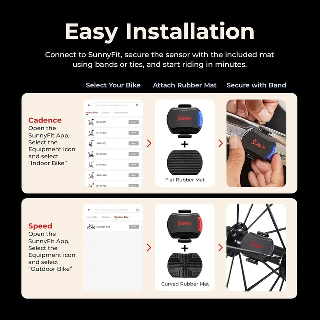 Alt view image 4 of 7 - Sunny Health & Fitness Cycling Cadence + Speed Sensor for Indoor/Outdoor