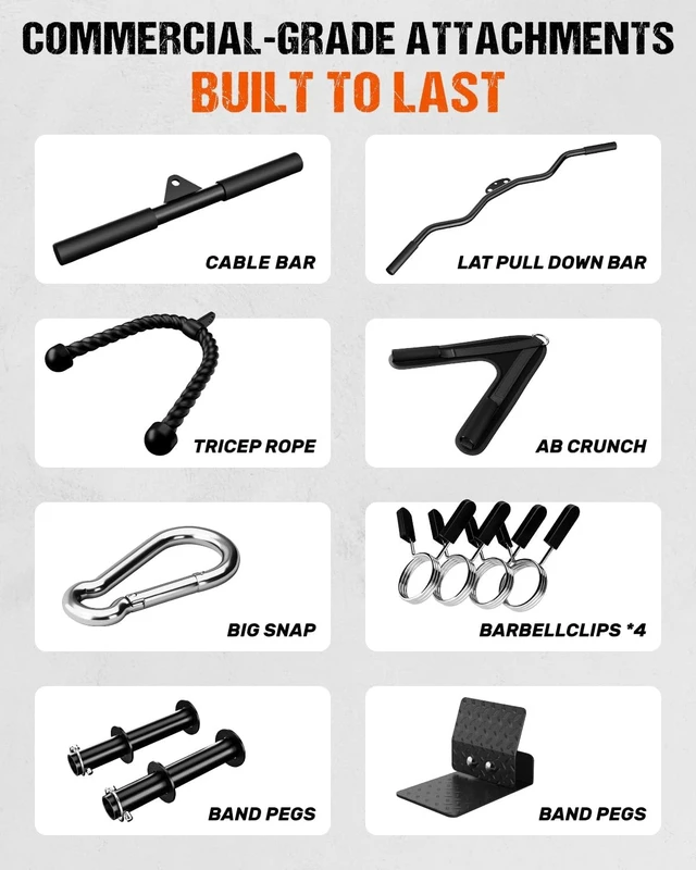 Alt view image 7 of 7 - LS01 LAT Pulldown Machine, LAT Row Cable Machine with AB Crunch, LAT Tower with Cable Row Attachments, 3 in 1 Pulley Stations for Home Gym