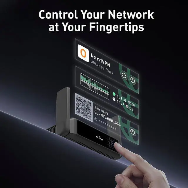 Alt view image 2 of 7 - GL.iNet GL-BE3600 (Slate 7) Portable WiFi Router, Dual-Band Travel Wi-Fi 7 Router, Long Range 2.5G Ethernet Wireless Router, WiFi Access Point, VPN Router for Business Trip/Hotel/Mobile/RV/Cruise