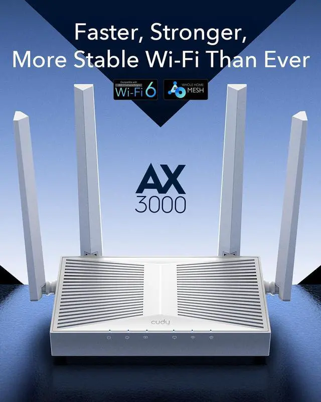 Alt view image 2 of 7 - Cudy WR3000E AX3000 Gigabit Dual Band Wi-Fi 6 Mesh Router, MU-MIMO, OFDMA, WireGuard, OpenVPN, WPA3, Cudy Mesh and APP Supported