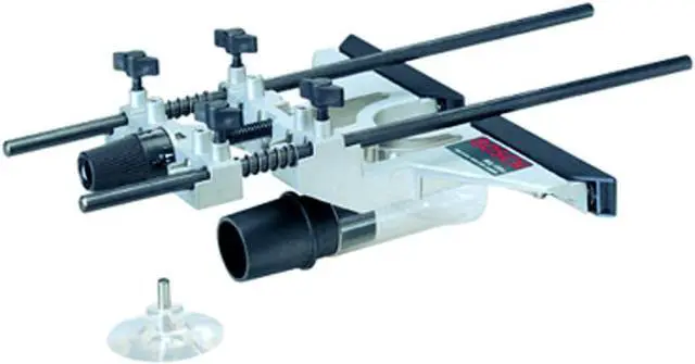 Main image of BOSCH RA1054 Deluxe Router Edge Guide with Dust Extraction Hood & Vacuum Hose Adapter, Black