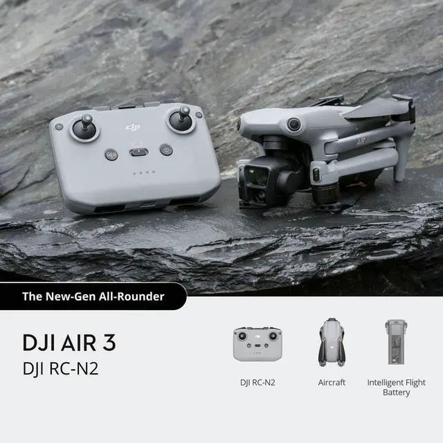 Alt view image 2 of 7 - DJI Air 3 (DJI RC-N2), Drone with Medium Tele & Wide-Angle Dual Primary Cameras, 46-Min Max Flight Time, Omnidirectional Obstacle Sensing, 48MP Photos, 4K/60fps HDR, Compliance with FAA Remote ID