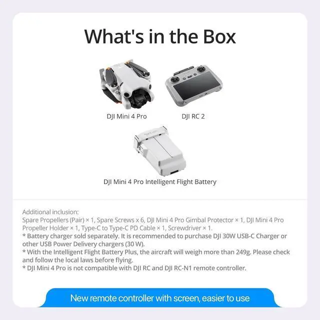 Alt view image 5 of 7 - Dji Mini 4 Pro RC 2 Under 249g with Omnidirectional Intelligent 10KM FHD Video Transmission Remote Control with Camera