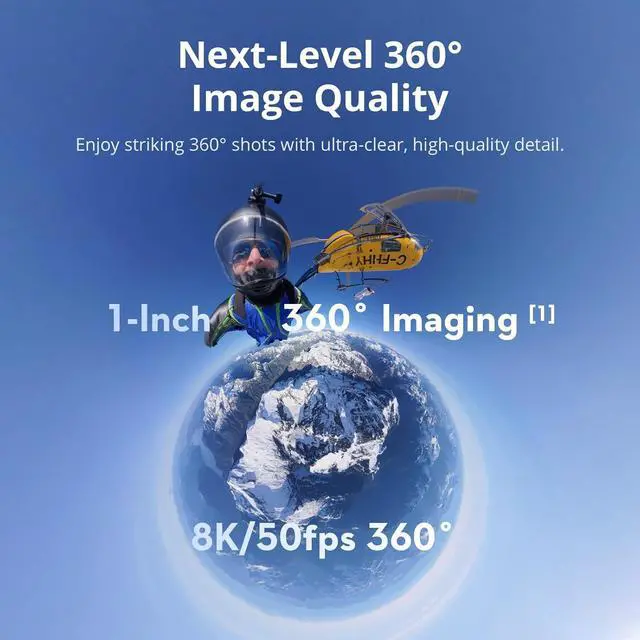 Alt view image 2 of 7 - DJI Osmo 360 Waterproof 8K 360° Action Camera 1-Inch 360° Imaging Extended Battery Life 3 Batteries Native 8K Prosumer