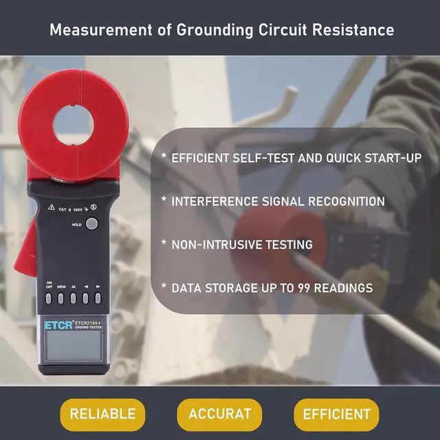 Alt view image 3 of 7 - ETCR2100+ Digital Clamp Ground Earth Resistance Meter Tester 0.01-1200