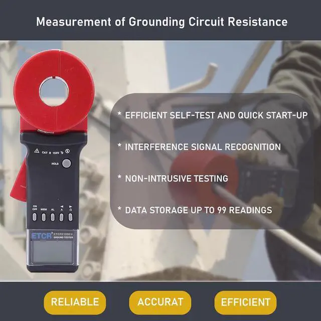 Alt view image 3 of 7 - ETCR2100C+ Digital Clamp Ground Earth Resistance Meter Tester Ammeter 0.01-1200, 0.00mA-20.0A
