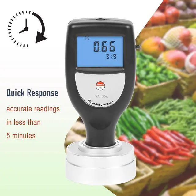 Alt view image 3 of 7 - HKNDT WA-60A Water Activity Meter Portable Water Acivity Monitor Smart Food Water Activity Tester for Food Jerky Dried Fruit Grain Vegetable AW Monitor Measuring Range 0 aw -1.0 aw