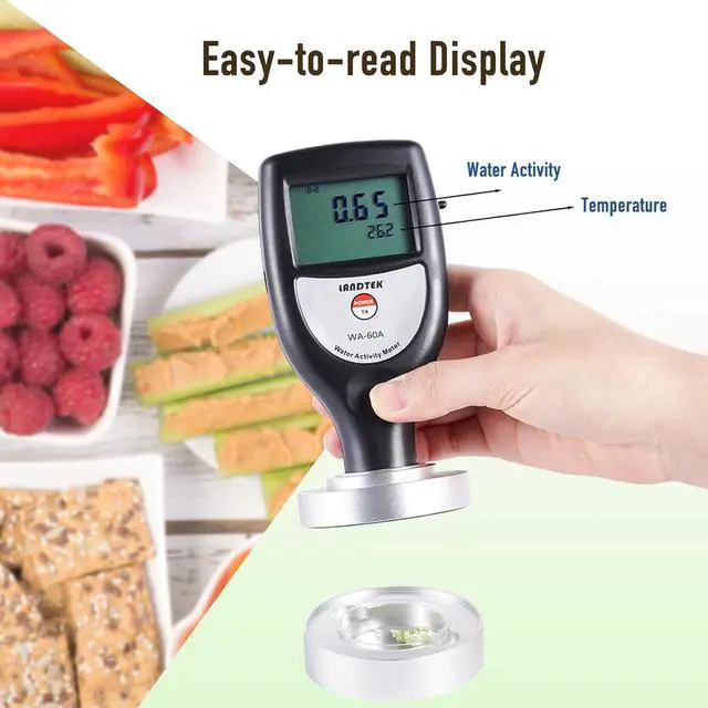 Alt view image 5 of 7 - HKNDT WA-60A Water Activity Meter Portable Water Acivity Monitor Smart Food Water Activity Tester for Food Jerky Dried Fruit Grain Vegetable AW Monitor Measuring Range 0 aw -1.0 aw