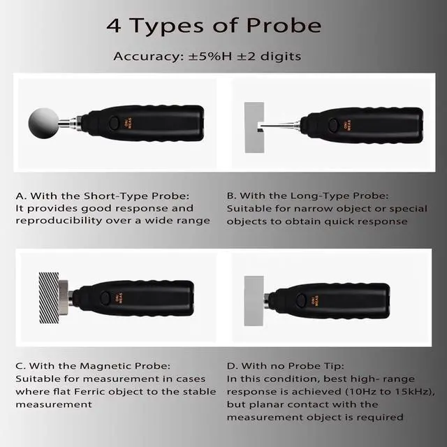Alt view image 3 of 7 - HKNDT AR63B Digital Vibration Meter Vibrometer 3-in-1 Measuring Modes for Acceleration, Velocity, Displacement, and Environmental Temperature