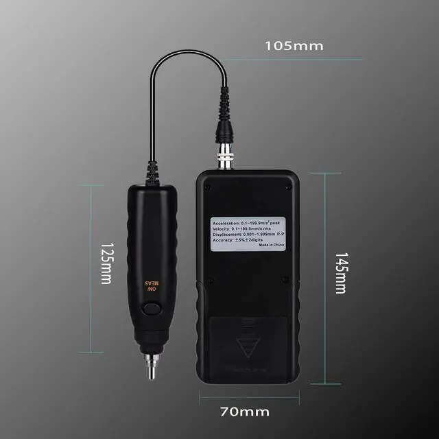 Alt view image 6 of 7 - HKNDT AR63B Digital Vibration Meter Vibrometer 3-in-1 Measuring Modes for Acceleration, Velocity, Displacement, and Environmental Temperature