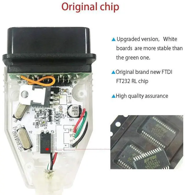 Alt view image 5 of 6 - Taotao K+CAN Cable with Switch FT232RL K+D CAN USB Interface Cable Car Ediabas K+ Dcan USB OBD2 OBDii Diagnostic Scanner for BMW Work with NCS Expert Tool32