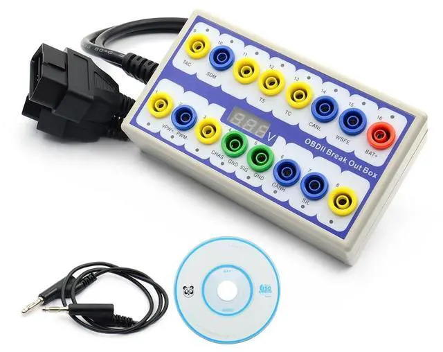 Main image of OBD2 Protocol Detector and Break Out Box, Automotive Diagnostic Tool with Signal Testing, 16-Pin Interface