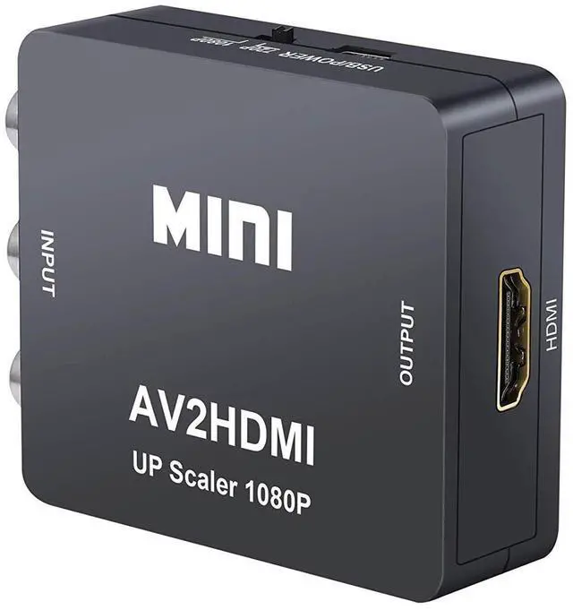 Main image of RCA to HDMI Converter, AV to HDMI Converter Adapter, CYSINGC Mini Composite CVBS Video Audio Converter Adapter for Camera DVD VHS VCR STB PSP Xbox PS2 WII to New HDTV Monitor or Projector (Black)