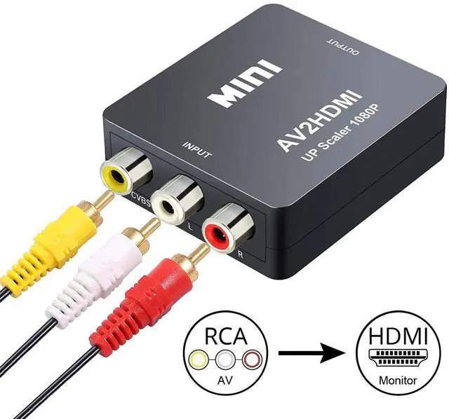 Alt view image 3 of 7 - RCA to HDMI Converter, AV to HDMI Converter Adapter, CYSINGC Mini Composite CVBS Video Audio Converter Adapter for Camera DVD VHS VCR STB PSP Xbox PS2 WII to New HDTV Monitor or Projector (Black)