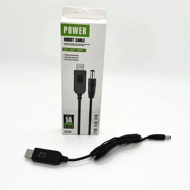 Alt view image 3 of 7 - USB DC 5V to 12V Boost Cable 5.5*2.1mm Male Connector Power Supply Cord, 1 Meter