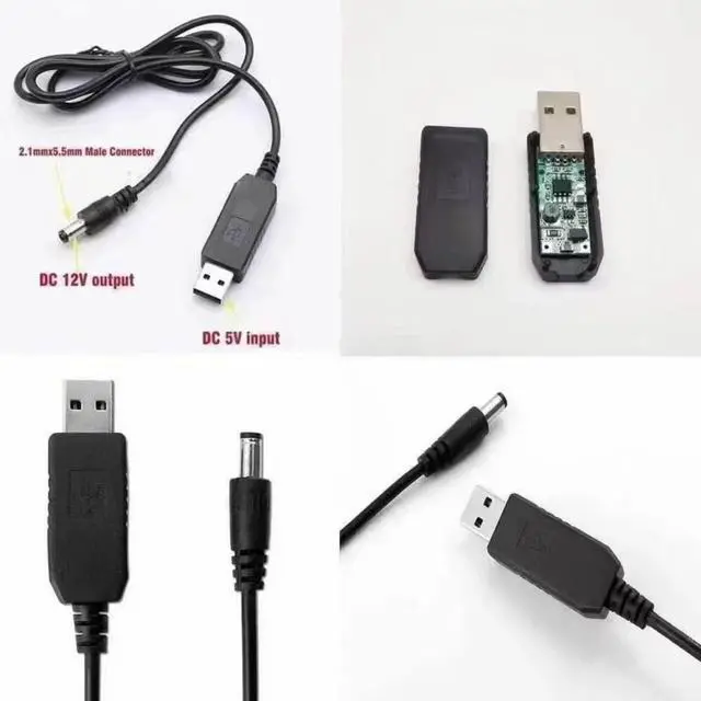 Alt view image 4 of 7 - USB DC 5V to 12V Boost Cable 5.5*2.1mm Male Connector Power Supply Cord, 1 Meter