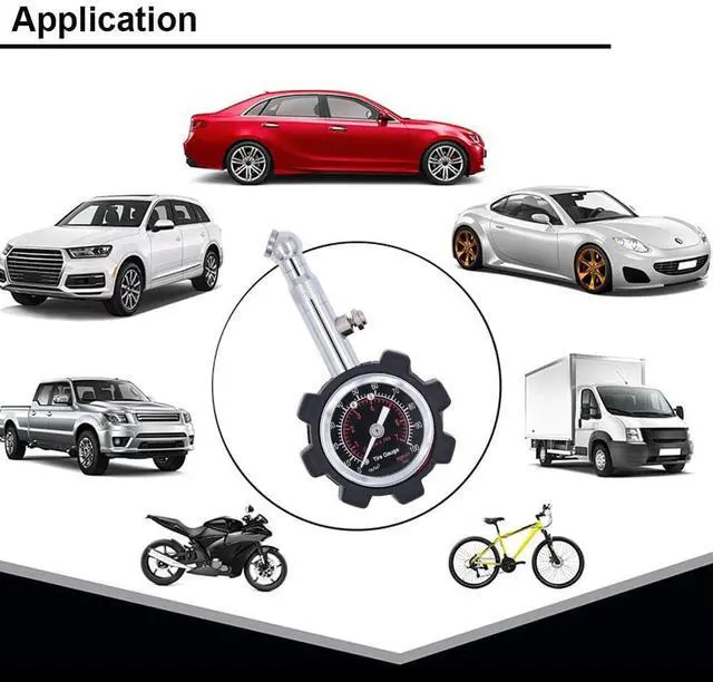 Alt view image 6 of 7 - Tire Pressure Gauge 100PSI, Accuracy Analog Dial Mechanical Air Pressure Tire Gauges for Cars, Trucks, Bicycles, Motorcycles