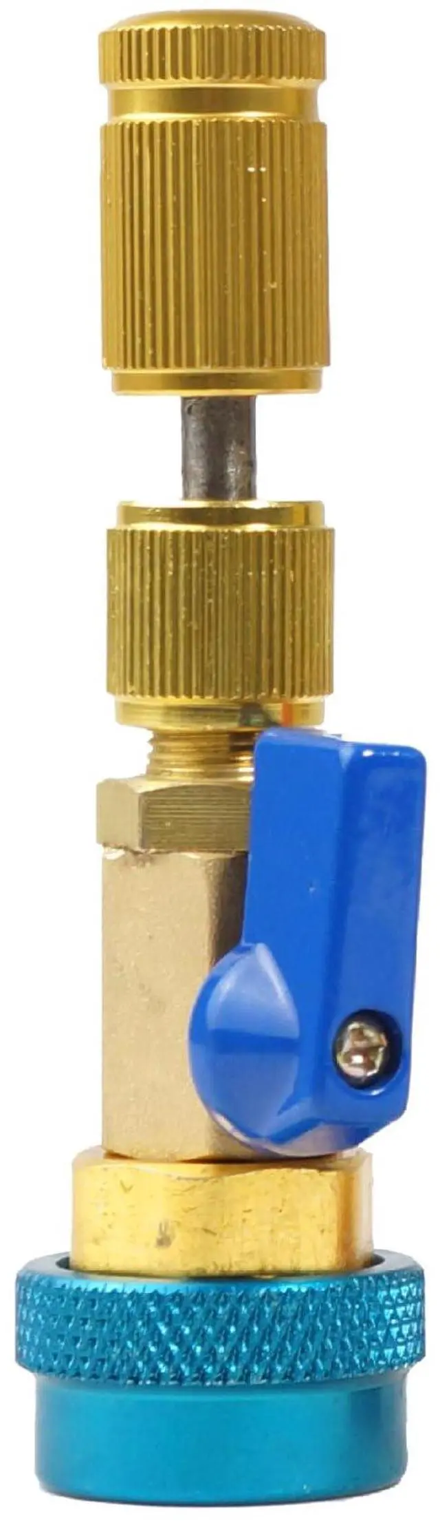 Main image of R134a AC Valve Core Removal Tool, Vacuum-Rated, Brass Construction with Safety Lock (Blue color for low voltage)