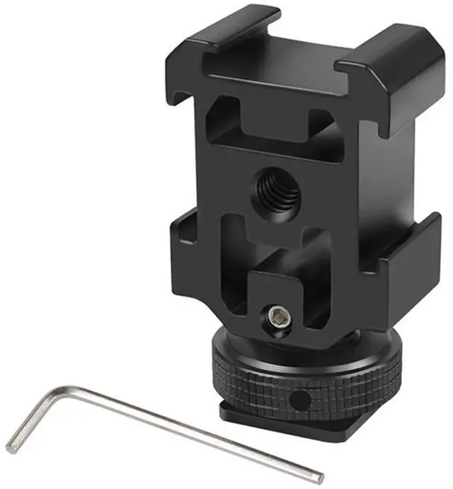 Main image of Triple Hot Shoe Mount Adapter Bracket Stand Holder for DSLR Camera for LED Video Microphone Flash Light