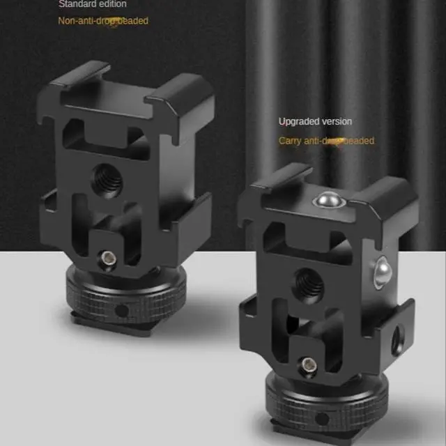 Alt view image 3 of 7 - Triple Hot Shoe Mount Adapter Bracket Stand Holder for DSLR Camera for LED Video Microphone Flash Light