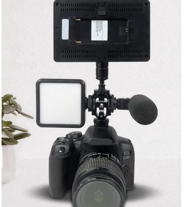 Alt view image 4 of 7 - Triple Hot Shoe Mount Adapter Bracket Stand Holder for DSLR Camera for LED Video Microphone Flash Light