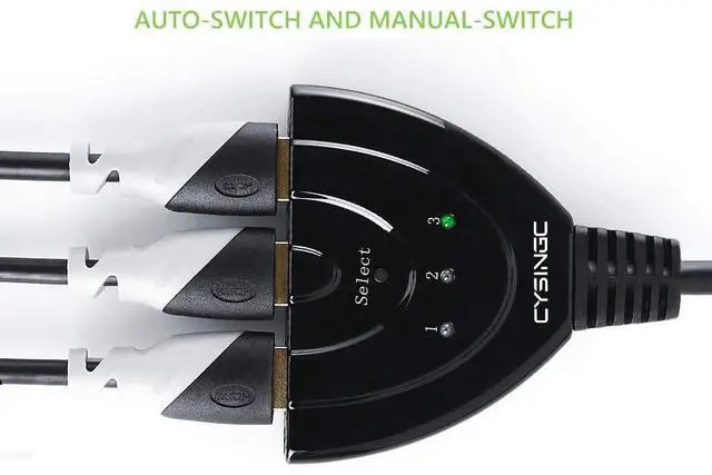 Alt view image 3 of 6 - 4K HDMI Switch, CYSINGC 3 Port HDMI Switcher, HDMI Splitter 3 in 1 Out, HDMI Hub for TV Monitor DVD Amazon Fire Stick Chromecast Roku Laptop Playstation 3 Xbox 360, Supports 4K Full HD 1080P 3D HDCP