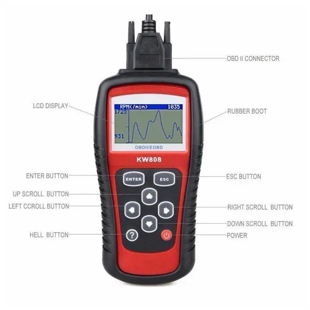 Alt view image 4 of 7 - KW808 OBD2 OBDII EOBD Car Code Reader Tester Diagnostic Scan Tool