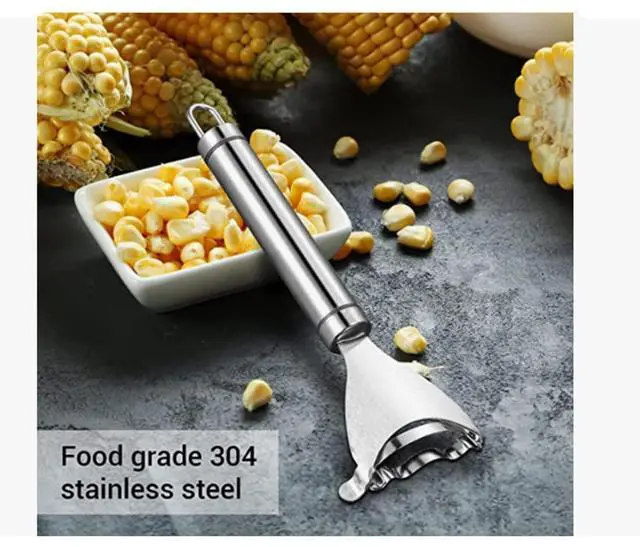 Alt view image 3 of 7 - Corn Cob Stripper Peeler Remover Salad Making Cutter Easy Clean Corn Cob Stripper Stainless Steel Splitter Tool