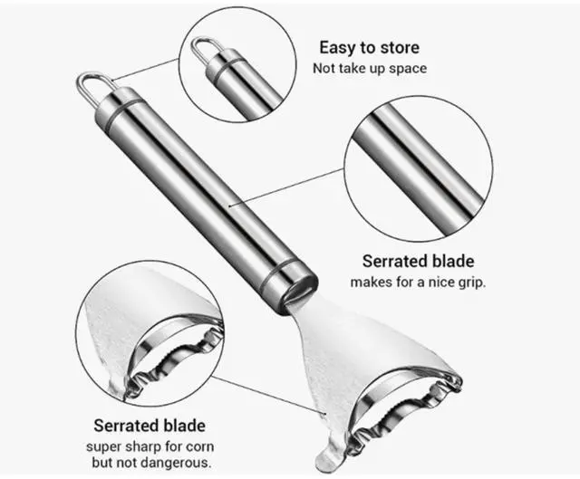 Alt view image 6 of 7 - Corn Cob Stripper Peeler Remover Salad Making Cutter Easy Clean Corn Cob Stripper Stainless Steel Splitter Tool
