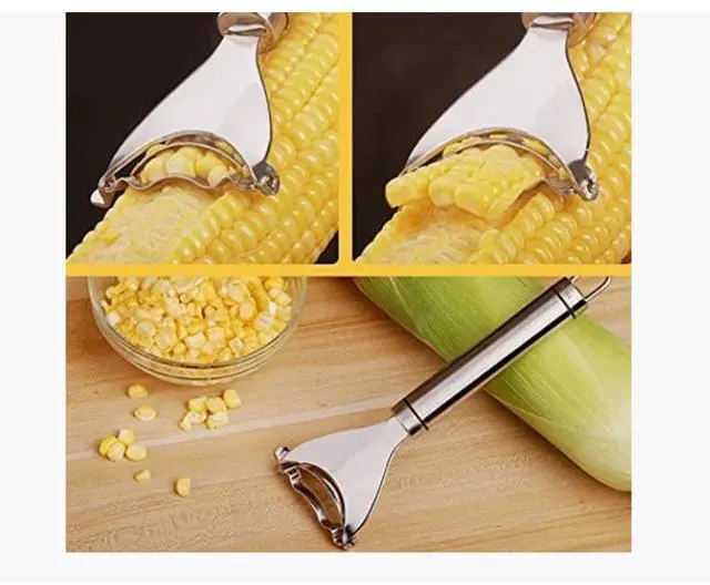 Alt view image 5 of 7 - Corn Cob Stripper Peeler Remover Salad Making Cutter Easy Clean Corn Cob Stripper Stainless Steel Splitter Tool