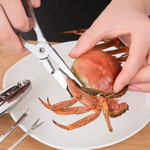 Alt view image 4 of 7 - 6 Pieces Seafood Tools Stainless Steel Seafood Tool Sets with Storage Box, 2 Pieces Lobster Crackers and 4 Pieces Stainless Steel Seafood Forks