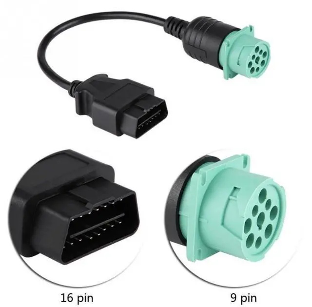 Alt view image 2 of 7 - OBD2 Truck Diagnostic Cable, J1939 OBD 9 Pin to 16Pin Male Connector Extension Cable