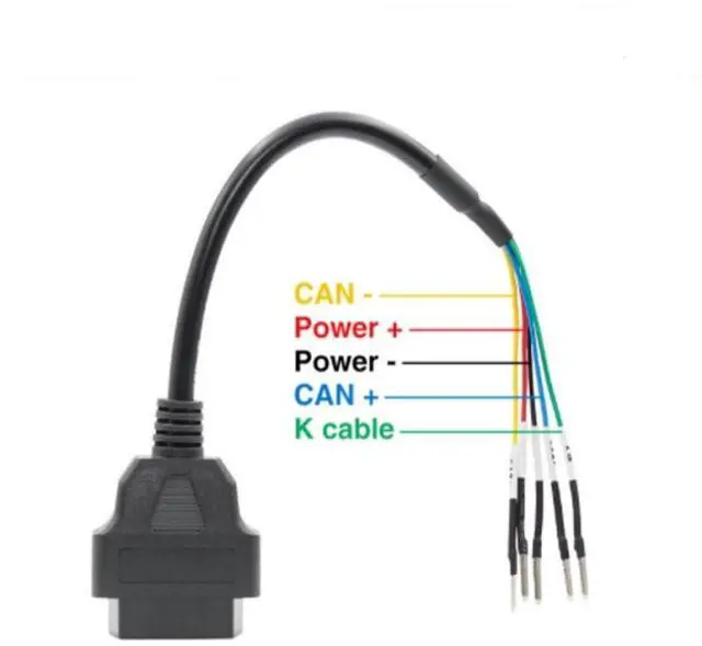 Alt view image 4 of 5 - Universal 16pin OBD2 Connector Cable for Motorcycle Motorbike, K CAN OBD2 Cable Suitable for Jumper Wires Old Car Truck OBD Female 16 PIN Plug