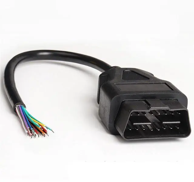 Main image of Auto Car Open Male 16Pin Universal OBD 2 Extension Diagnostic Cable, 26AWG, 0.98ft/30cm