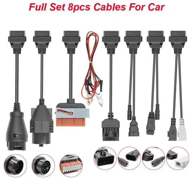 Alt view image 2 of 4 - Full Set 8 Cables Connector Adapter for Truck Car OBD OBD2 Diagnostic Scanner Scan Tool (8pcs for car)